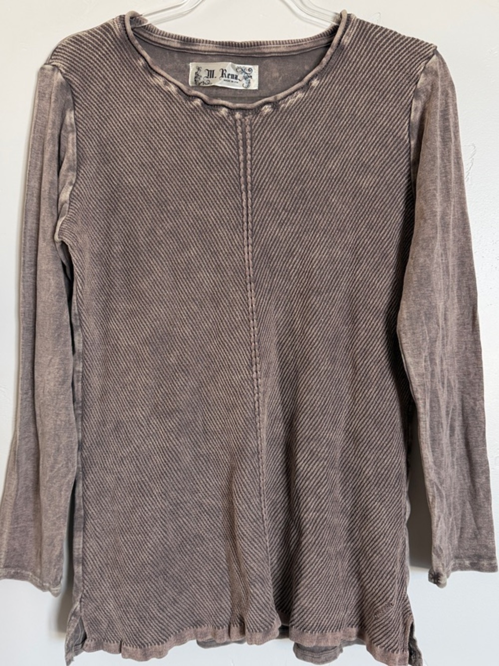 M. Rena Ribbed Long Sleeve Top - Taupe Brown